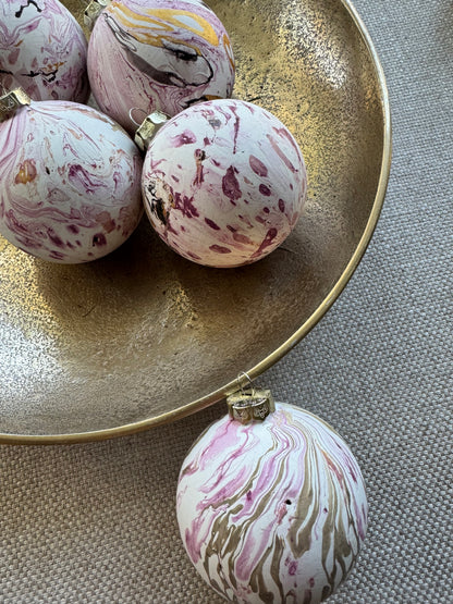 Hand Marbled Ceramic Christmas Ornament