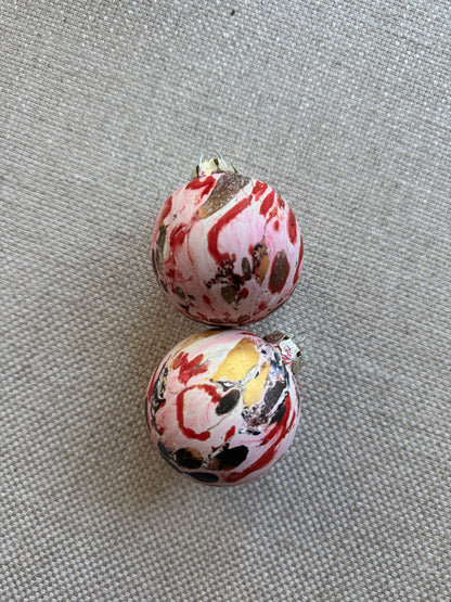 Hand Marbled Ceramic Christmas Ornament