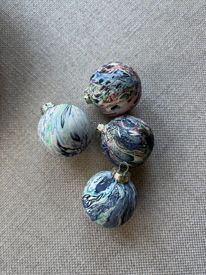 Hand Marbled Ceramic Christmas Ornament