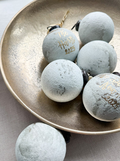 Stone Grey & Metallic Marble Ornament