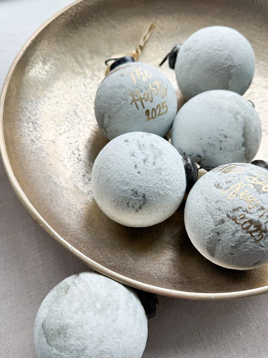 Stone Grey & Metallic Marble Ornament
