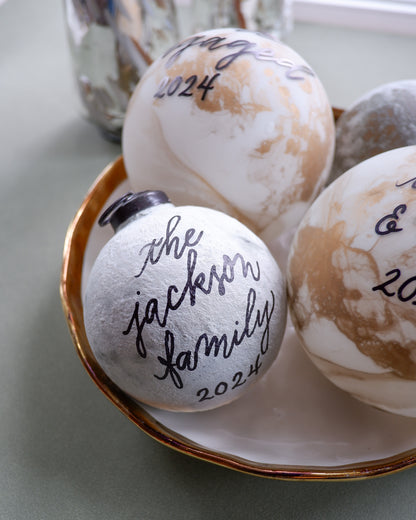 Stone Grey & Metallic Marble Ornament