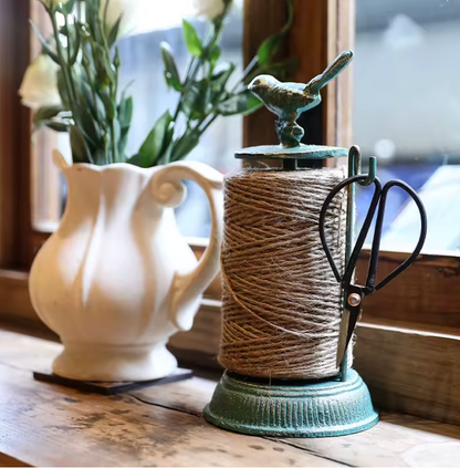 Cast Iron Twine Dispenser with Bird Accent