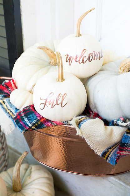 White Hand-Lettered Pumpkin